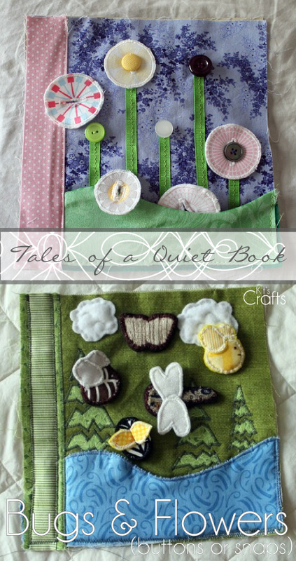 Kit's Crafts - Quiet Book, Bugs & Flowers (buttons or snaps)