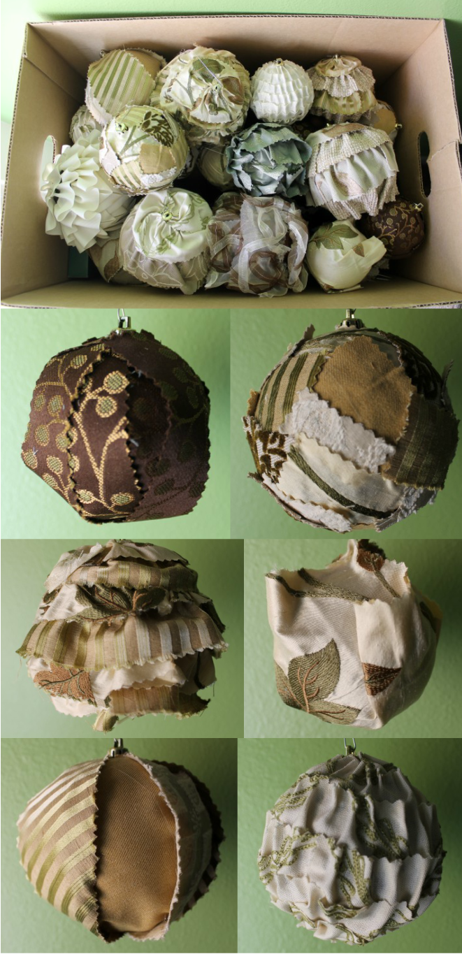 Upcycle old ornaments with fabric remnants