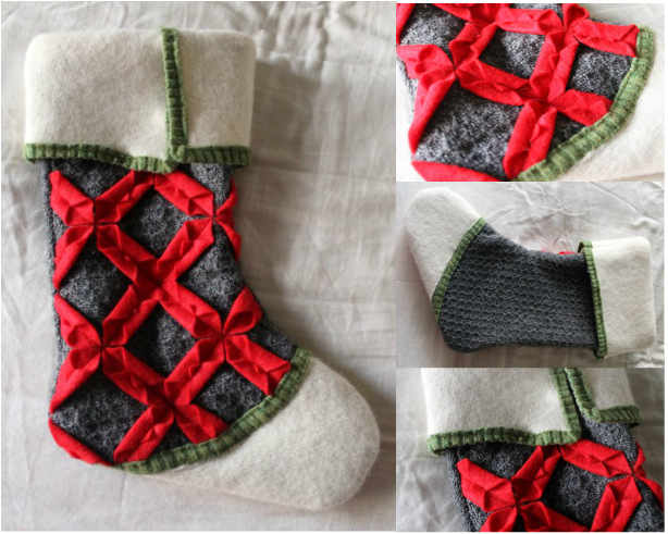 Christmas stocking inspired by a felt Origami Pillow