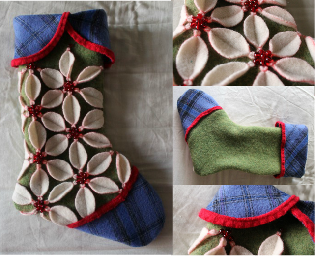 Christmas Stocking inspired by a felt pointsettia pillow