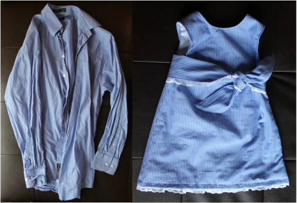 Upcycle a men's dress shirt to a baby dress