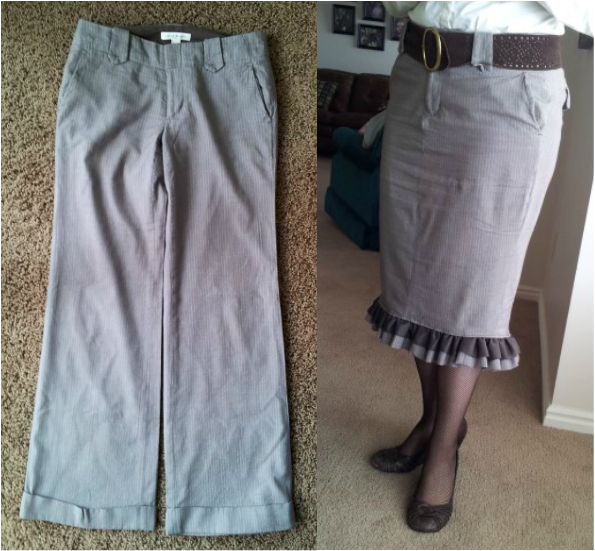 Upcycle dress pants to a skirt